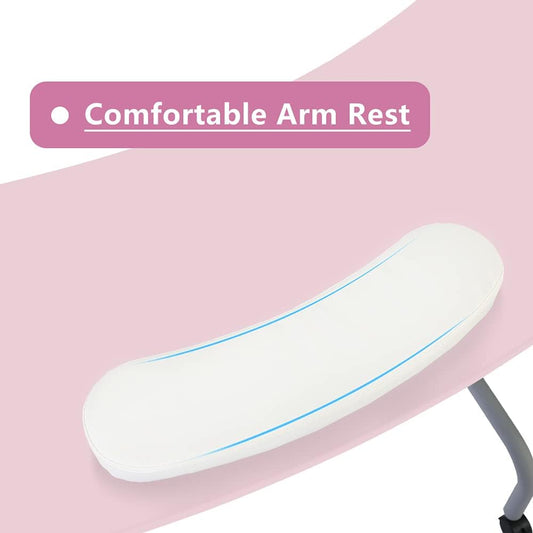 AGESISI Portable Manicure Table Foldable Nail Desk with Large Drawer Nail Tech Table for Technician Salon Workstation Client Wrist Cushion/Carry Bag/4 Lockable Wheels, 36-inch, Pink