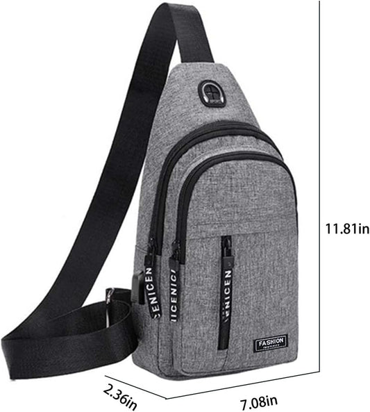 Generic Todays Deals in Clearance, Sling Bag for Women Men, Crossbody Bags, Chest Bag, Sling Backpack with USB Hole, Gray