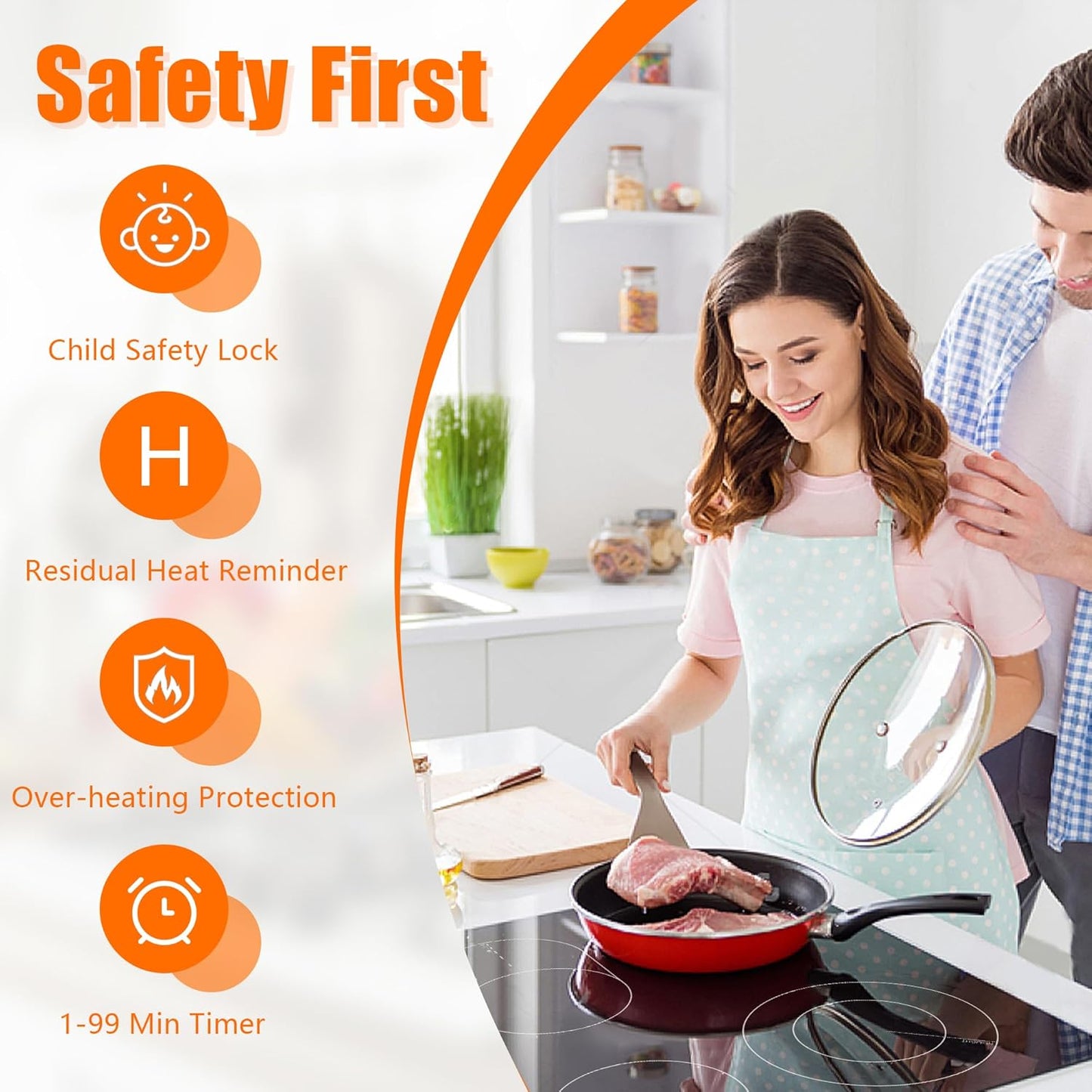 Karinear Ceramic Hob, Built-in 4 Burners Electric Hob 77cm Ceramic Cooker with Electronic Knob Controls, Residual Heat Indicator, 6700W, Hard Wired, No Plug Included