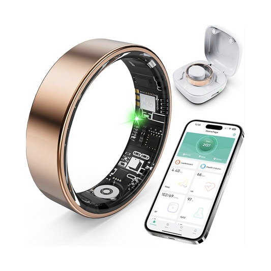 Smart Ring with Sleep Monitoring, Step Counting, Heart Rate, Blood Oxygen for iPhone and Android, No Subscription Fee, IP68 Waterproof Health Tracker (Silver, 7)