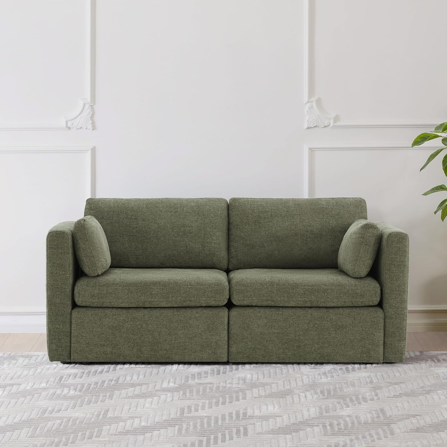 CHITA Oversized Modular Sectional Sofa, FSC Certified L Shaped Couch Reversible Chaise, Modular Sectional Couch for Living Room,112 inch Width, 4 Seat Modular Sofa with Storage Ottoman, Moss Green