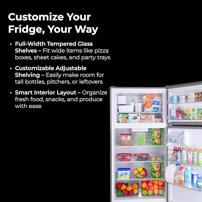Kenmore 33 in. 20.4 cu. ft Capacity Refrigerator/Freezer with Full-Width Adjustable Glass Shelving, Humidity Control Crispers, Ice Maker, ENERGY STAR Certified, White