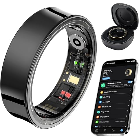 Smart Ring with Sleep Monitoring, Step Counting, Heart Rate, Blood Oxygen for iPhone and Android, No Subscription Fee, IP68 Waterproof Health Tracker (Silver, 7)