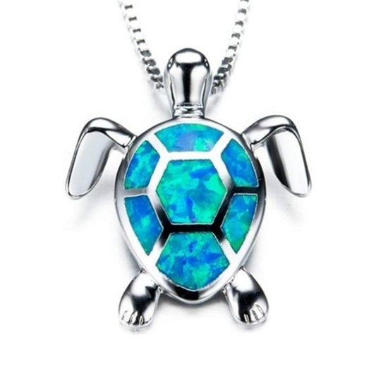 Cute Sea Turtle Necklace for Women Animal Pattern Charms Pendant Choker Necklace Opal Jewelry for Women, Blue Durable Design