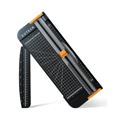 Evteck Paper Cutter 12 Inch Paper Trimmer Slider Crafting Scrapbooking Supplies for A4 Vinyl Photo Cardstock with Security Blade and Foldable Ruler