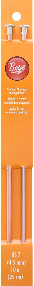 Boye 3216327007M Aluminum Straight Knitting Needles Set, US Size 7, 10" L, 2pcs