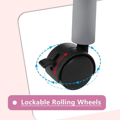 AGESISI Portable Manicure Table Foldable Nail Desk with Large Drawer Nail Tech Table for Technician Salon Workstation Client Wrist Cushion/Carry Bag/4 Lockable Wheels, 36-inch, Pink