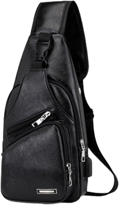 Crossbody Sling Bag for Women & Men, Sling Backpack with Earphone Port, Lightweight Shoulder Chest Bag for Hiking, Travel