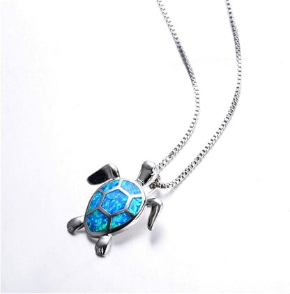 Cute Sea Turtle Necklace for Women Animal Pattern Charms Pendant Choker Necklace Opal Jewelry for Women, Blue Durable Design