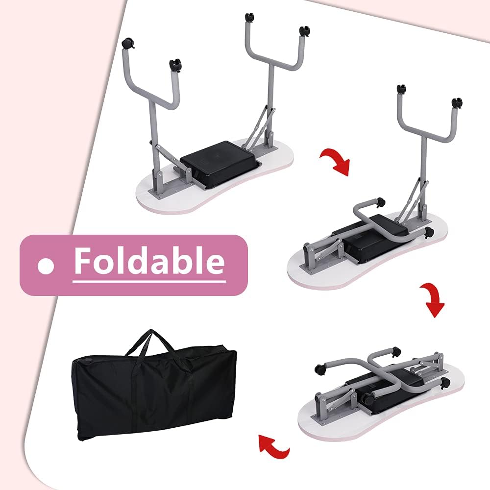 AGESISI Portable Manicure Table Foldable Nail Desk with Large Drawer Nail Tech Table for Technician Salon Workstation Client Wrist Cushion/Carry Bag/4 Lockable Wheels, 36-inch, Pink