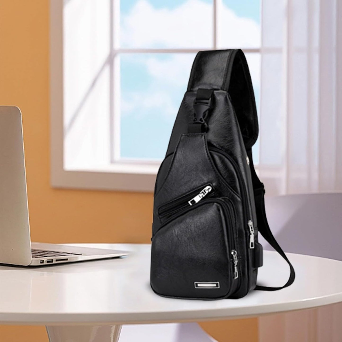 Crossbody Sling Bag for Women & Men, Sling Backpack with Earphone Port, Lightweight Shoulder Chest Bag for Hiking, Travel
