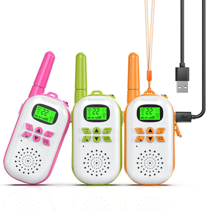 Walkie Talkies for Kids Rechargeable,Toys for Boys and Girls Ages 3-12, 4 Pack Long Range 2-Way Radios, Birthday Gifts,Christmas Stockings, Outdoor Play, Family Games, Hiking Camping Gear