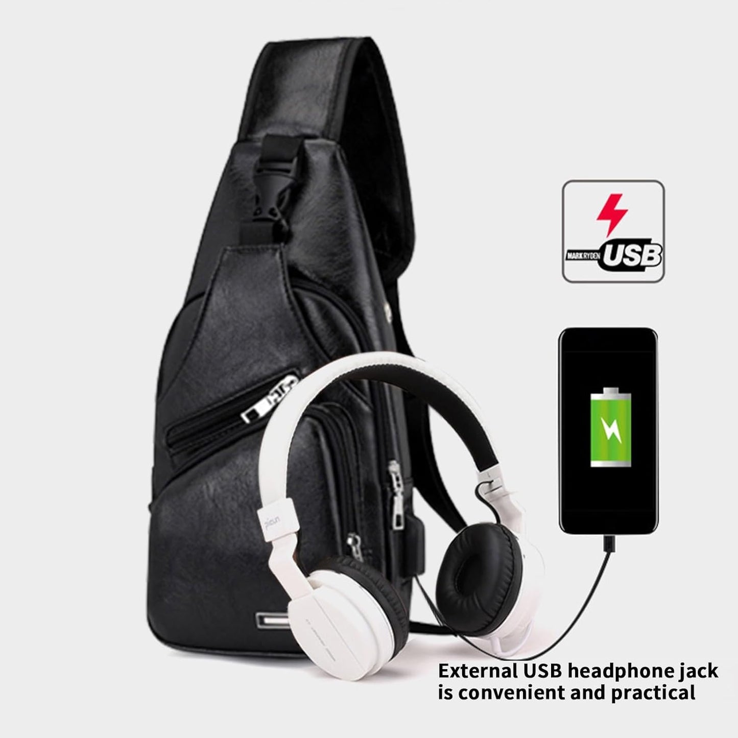 Crossbody Sling Bag for Women & Men, Sling Backpack with Earphone Port, Lightweight Shoulder Chest Bag for Hiking, Travel