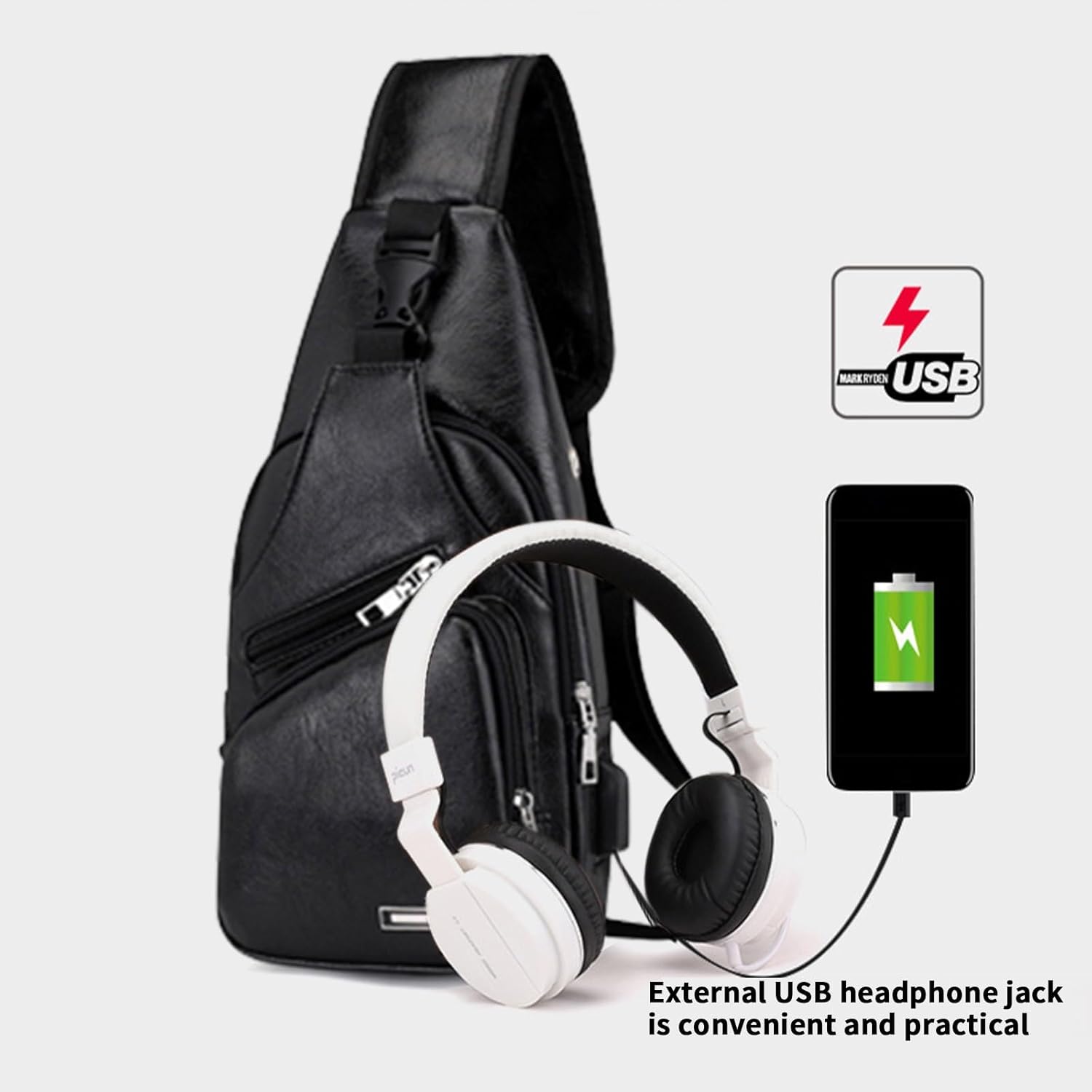 Crossbody Sling Bag for Women & Men, Sling Backpack with Earphone Port, Lightweight Shoulder Chest Bag for Hiking, Travel