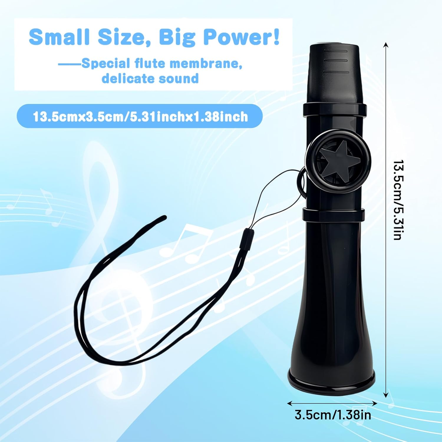 Kazoo for Adults & Kids, Lightweight Mini Kazoo Compact Sound for Guitar Ukulele Violin Piano Keyboard, Easy to Learn Musical Instruments Great Great Gift for All Ages Beginner, Black