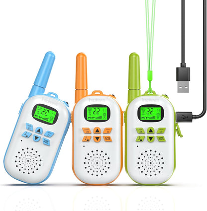 Walkie Talkies for Kids Rechargeable,Toys for Boys and Girls Ages 3-12, 4 Pack Long Range 2-Way Radios, Birthday Gifts,Christmas Stockings, Outdoor Play, Family Games, Hiking Camping Gear