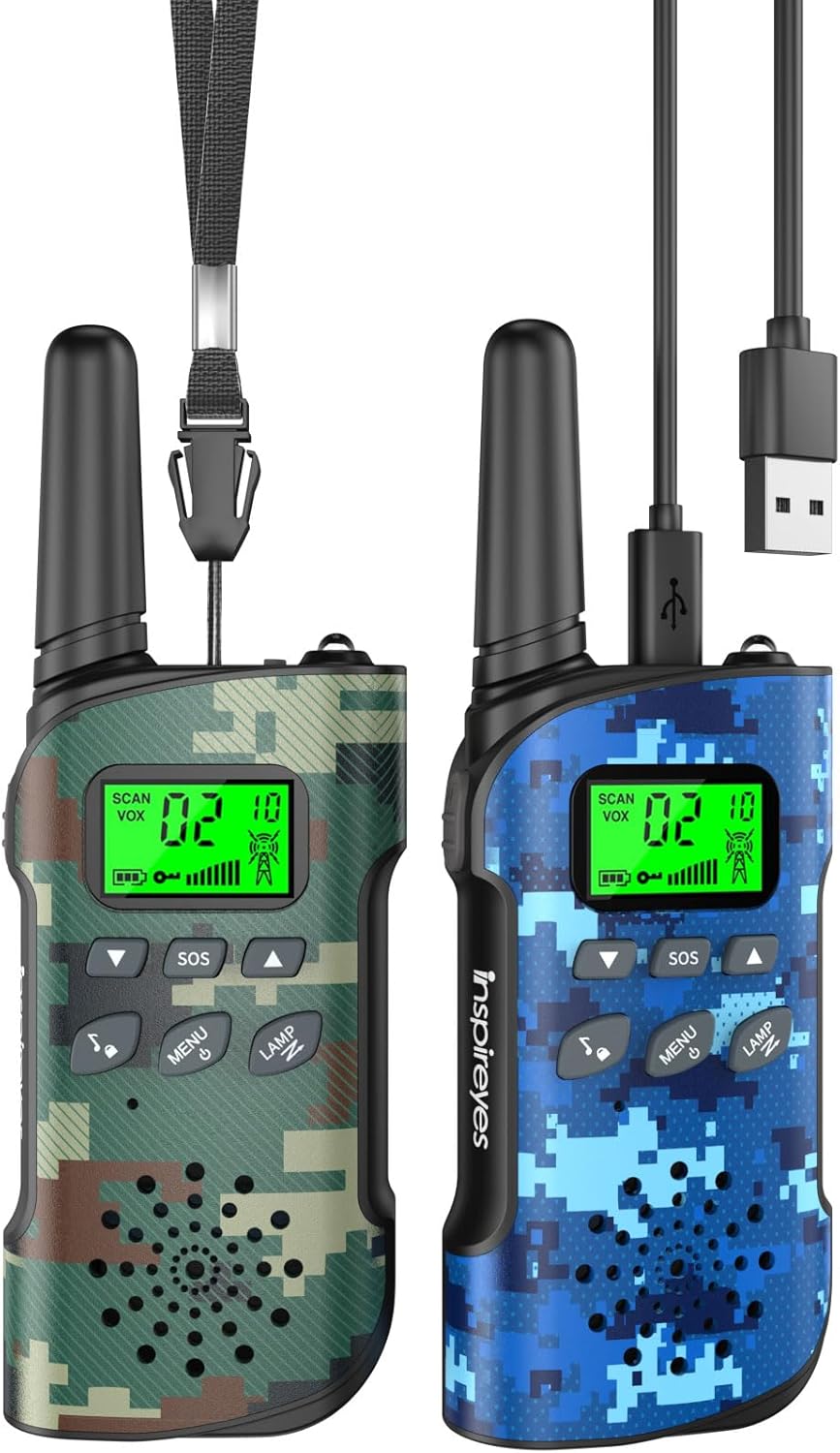 Walkie Talkies for Kids Rechargeable,Toys for Boys and Girls Ages 3-12, 4 Pack Long Range 2-Way Radios, Birthday Gifts,Christmas Stockings, Outdoor Play, Family Games, Hiking Camping Gear