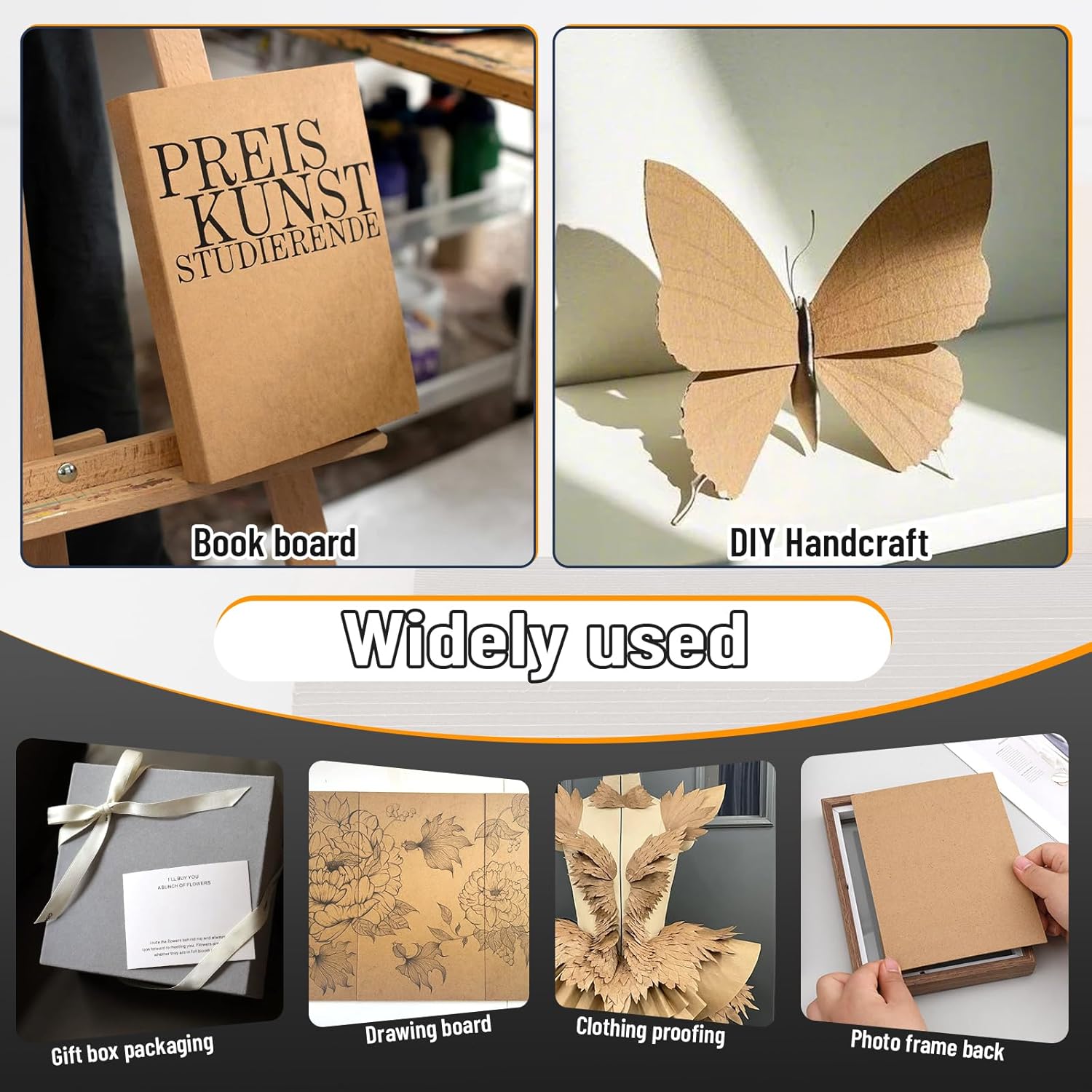 JNENERY 10 Chipboard Sheets 8.5 x 11", 22pt Book Board for Bookbinding, Cardboard for Crafts, Thick Chipboard and Sturdy Kraft Board Thin Cardboard Sheets for DIY Projects, Packaging (Gray)