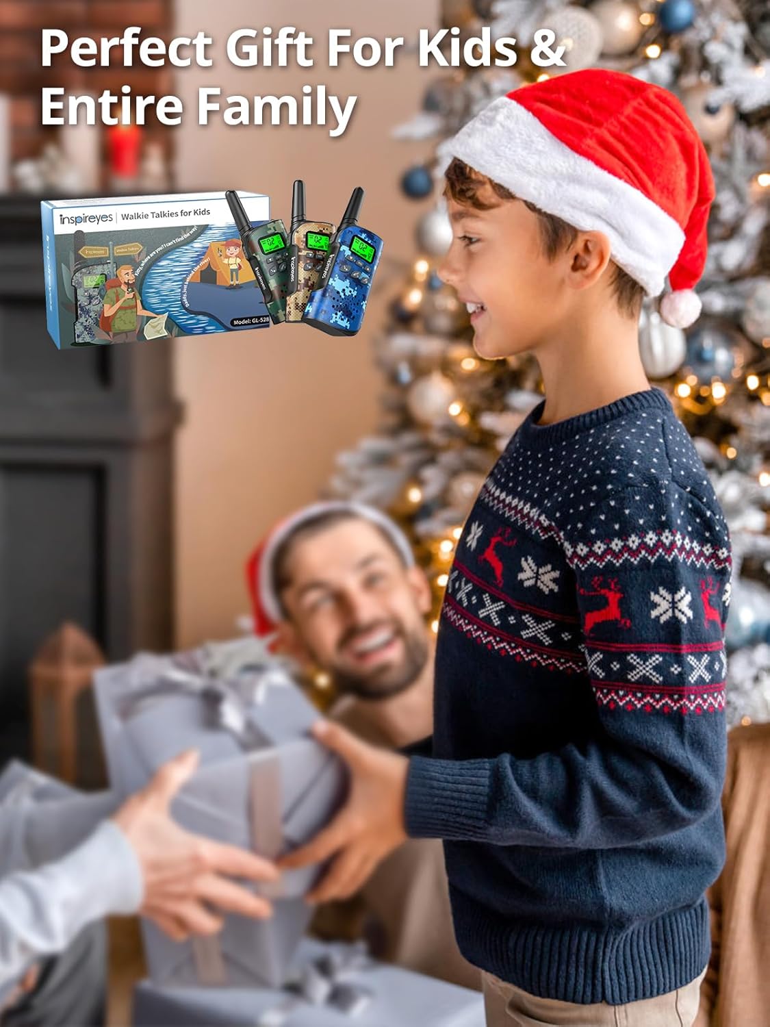 Walkie Talkies for Kids Rechargeable,Toys for Boys and Girls Ages 3-12, 4 Pack Long Range 2-Way Radios, Birthday Gifts,Christmas Stockings, Outdoor Play, Family Games, Hiking Camping Gear