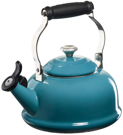 Le Creuset Enamel On Steel Whistling Tea Kettle with Metal Finishes, 1.7 qt., Cerise