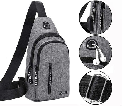 Generic Todays Deals in Clearance, Sling Bag for Women Men, Crossbody Bags, Chest Bag, Sling Backpack with USB Hole, Gray