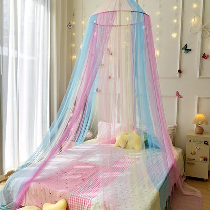 Wnqou Rainbow Bed Canopy,X-Large Princess Rainbow Canopy Hanging Netting for Girls Bedroom Decor,Kids Fairy Dream Play Tent for Room,Reading Corner