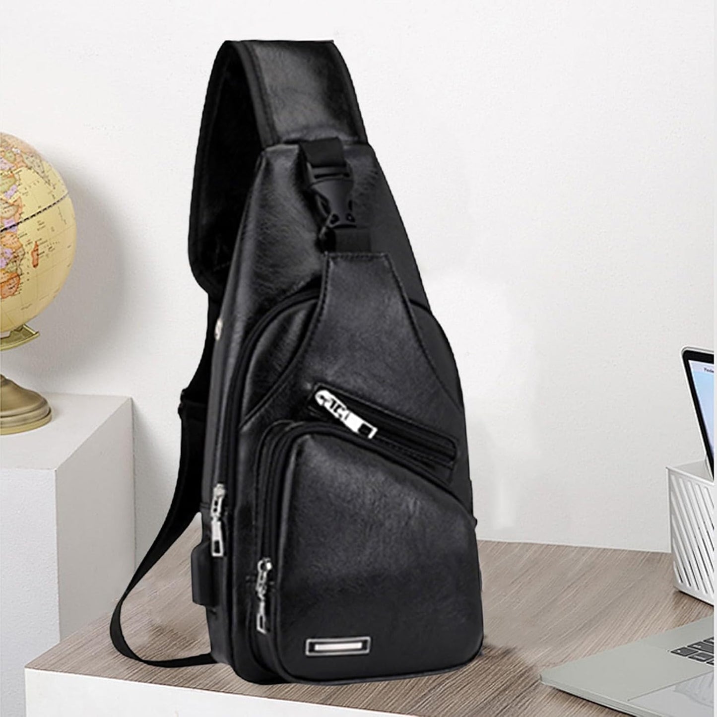 Crossbody Sling Bag for Women & Men, Sling Backpack with Earphone Port, Lightweight Shoulder Chest Bag for Hiking, Travel