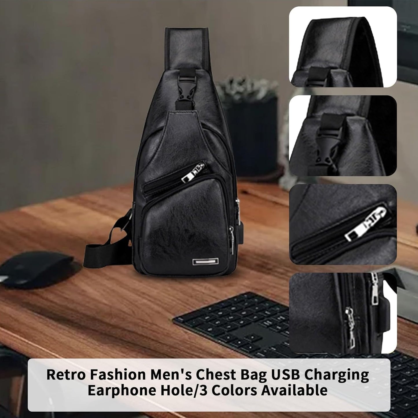 Crossbody Sling Bag for Women & Men, Sling Backpack with Earphone Port, Lightweight Shoulder Chest Bag for Hiking, Travel