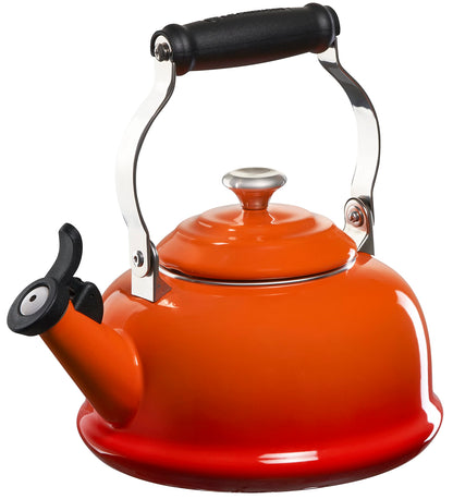 Le Creuset Enamel On Steel Whistling Tea Kettle with Metal Finishes, 1.7 qt., Cerise