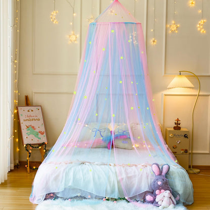 Wnqou Rainbow Bed Canopy,X-Large Princess Rainbow Canopy Hanging Netting for Girls Bedroom Decor,Kids Fairy Dream Play Tent for Room,Reading Corner