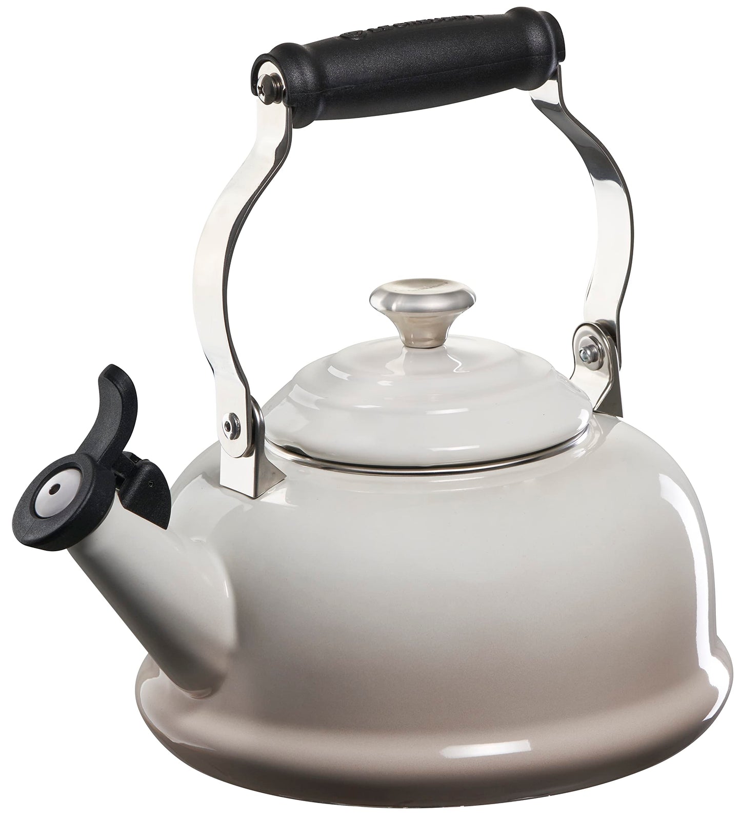 Le Creuset Enamel On Steel Whistling Tea Kettle with Metal Finishes, 1.7 qt., Cerise