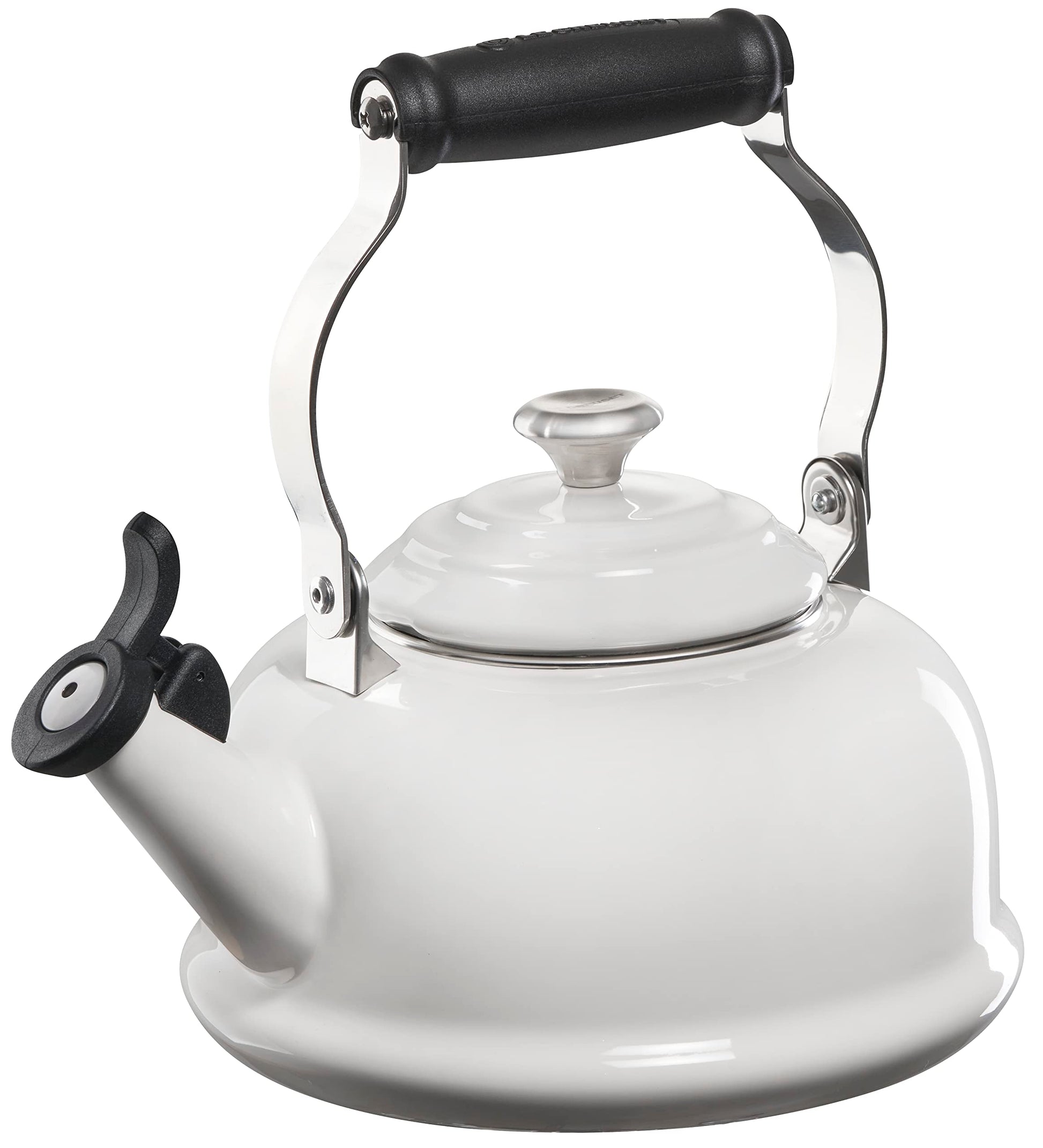 Le Creuset Enamel On Steel Whistling Tea Kettle with Metal Finishes, 1.7 qt., Cerise