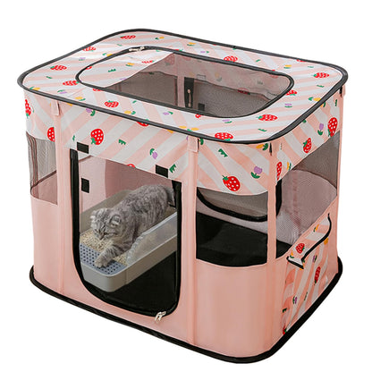 Portable Pet Cat Playpen,Cat Cages Indoor Collapsible Dog Crates Tent Kennel Playpen for Dogs Cat and Rabbit Travel Dog Playpen Indoor & Outdoor (Small（27.6" L x 21.7" W x 17.7" H）, Pink)