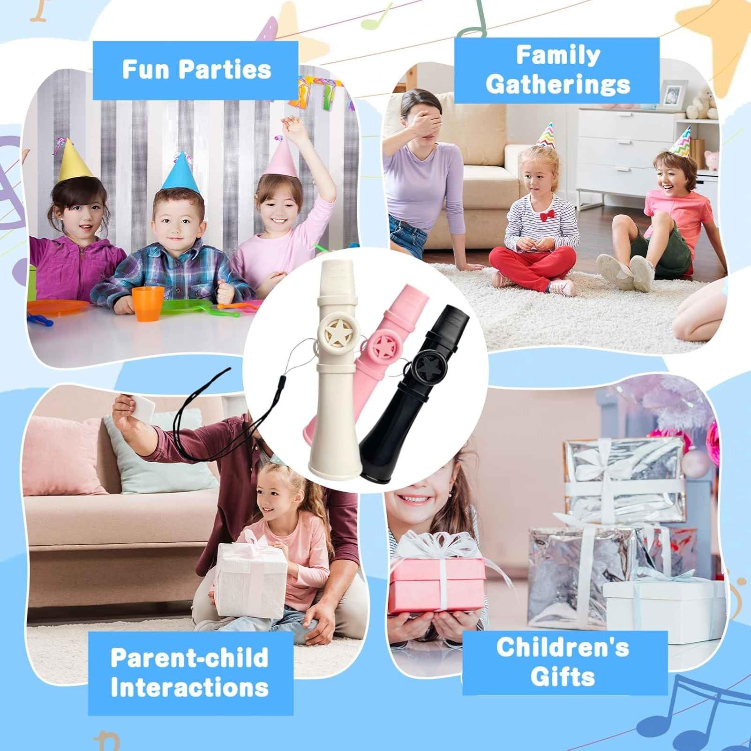 Kazoo for Adults & Kids, Lightweight Mini Kazoo Compact Sound for Guitar Ukulele Violin Piano Keyboard, Easy to Learn Musical Instruments Great Great Gift for All Ages Beginner, Black