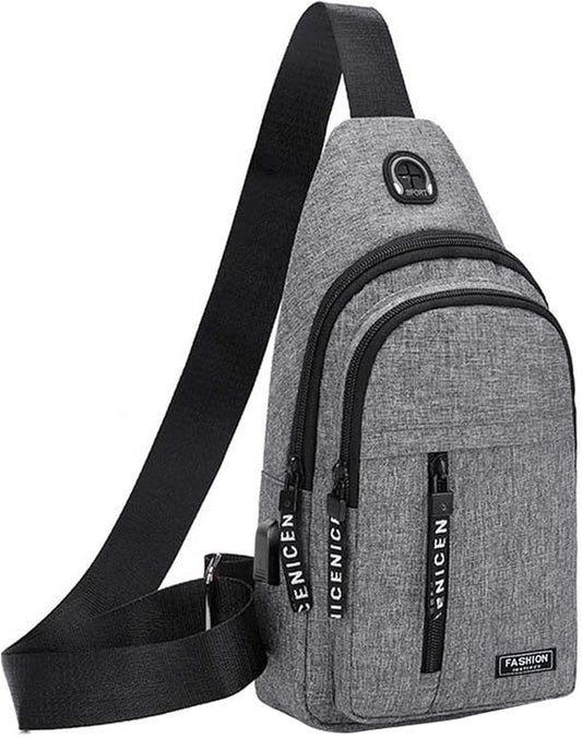 Generic Todays Deals in Clearance, Sling Bag for Women Men, Crossbody Bags, Chest Bag, Sling Backpack with USB Hole, Gray
