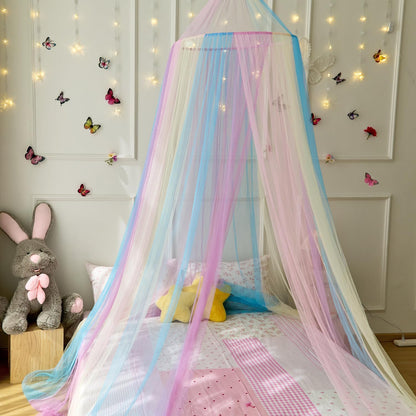 Wnqou Rainbow Bed Canopy,X-Large Princess Rainbow Canopy Hanging Netting for Girls Bedroom Decor,Kids Fairy Dream Play Tent for Room,Reading Corner