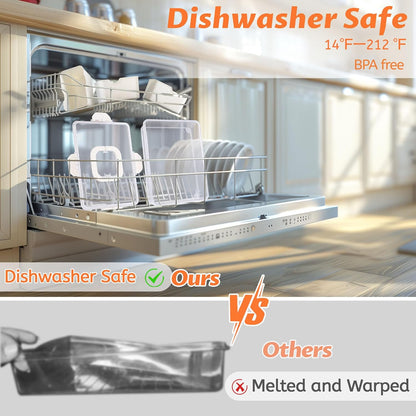 Snackle Box Container, Dishwasher Safety - Divided Serving Tray with Lid and Handle, Charcuterie Board for Portable Snack Platters - Clear Organizer for Fruits Snacks,Perfect for Road Travel