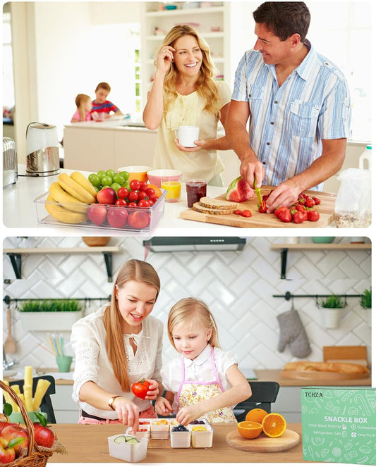 Snackle Box Container, Dishwasher Safety - Divided Serving Tray with Lid and Handle, Charcuterie Board for Portable Snack Platters - Clear Organizer for Fruits Snacks,Perfect for Road Travel